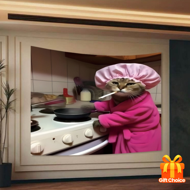 Home Cooking For Cats - VIKAMA humorous cooking cat canvas humorous