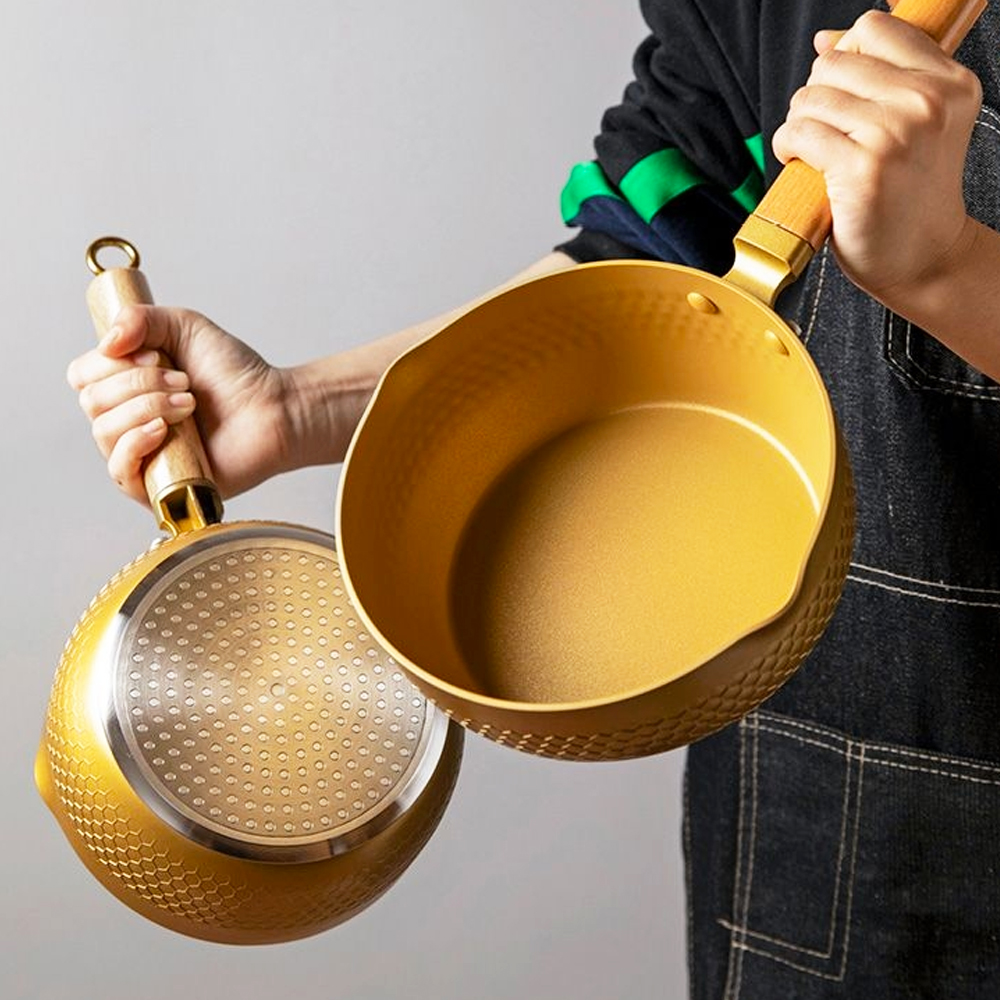 Home Cooking Japanese - 18/20/24cm Gold Soup pot Japanese Snow