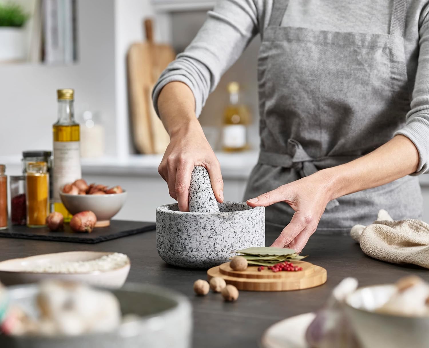 Bamboo cover granite pestle, s - Mortar Pestle Granite incelemesi ve fiyatı