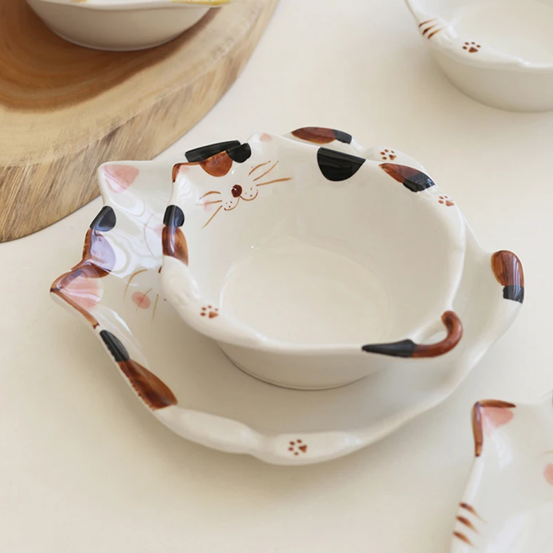 Cartoon Cat Ceramic Bowl Plate - Home Cooking For Cats incelemesi ve fiyatı