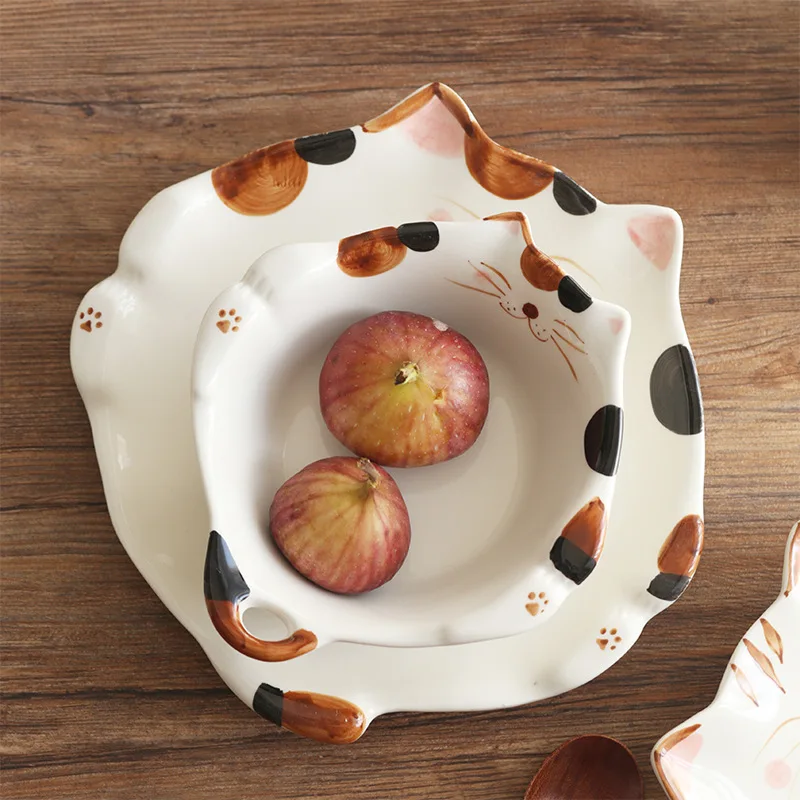 Cartoon Cat Ceramic Bowl Plate - Home Cooking For Cats incelemesi ve fiyatı