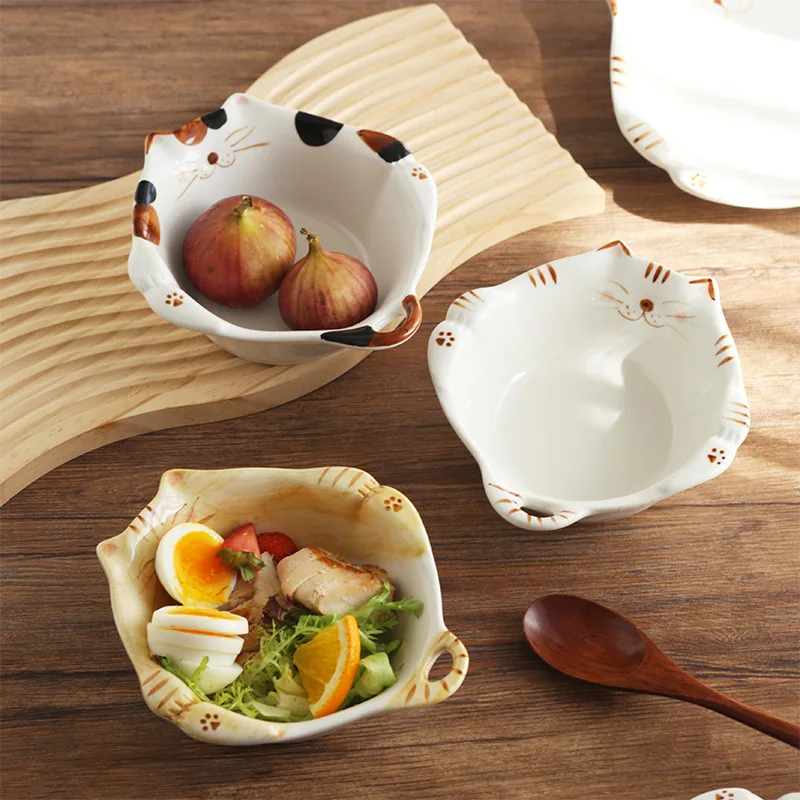 Cartoon Cat Ceramic Bowl Plate - Home Cooking For Cats incelemesi ve fiyatı