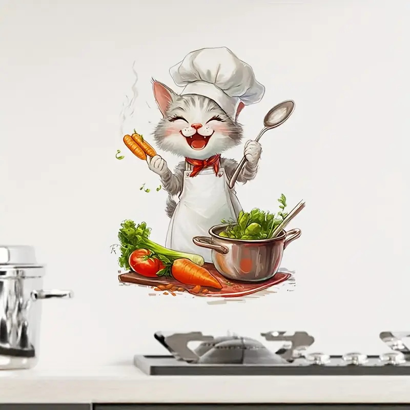 Cartoon Cat Cooking Stickers,  - Home Cooking For Cats incelemesi ve fiyatı
