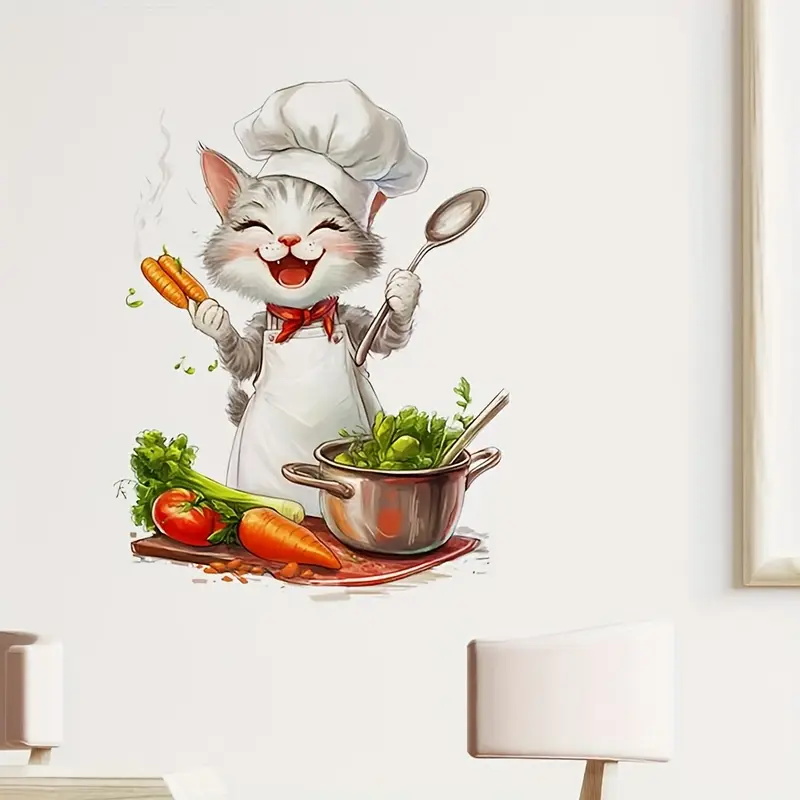 Cartoon Cat Cooking Stickers,  - Home Cooking For Cats incelemesi ve fiyatı