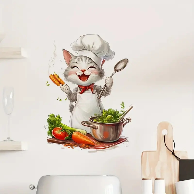 Cartoon Cat Cooking Stickers,  - Home Cooking For Cats incelemesi ve fiyatı
