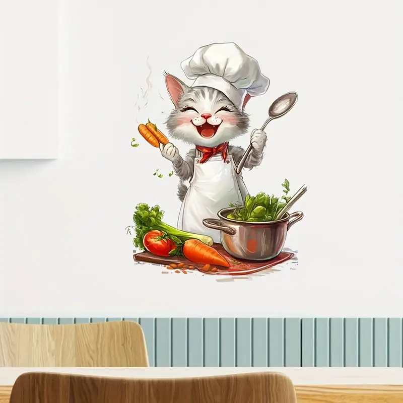 Cartoon Cat Cooking Stickers,  - Home Cooking For Cats incelemesi ve fiyatı