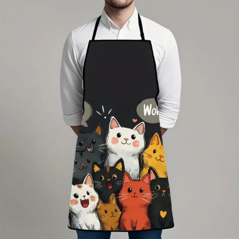 Cute Cat Print Apron 1pc, Kitc - Home Cooking For Cats incelemesi ve fiyatı