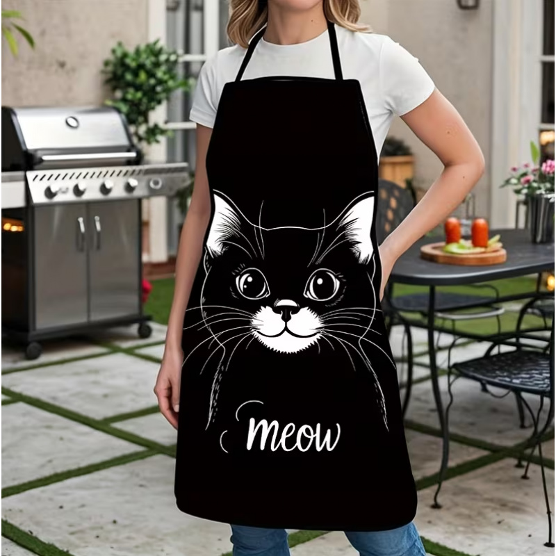 Cute Black Cat Print Apron, 1- - Home Cooking For Cats incelemesi ve fiyatı