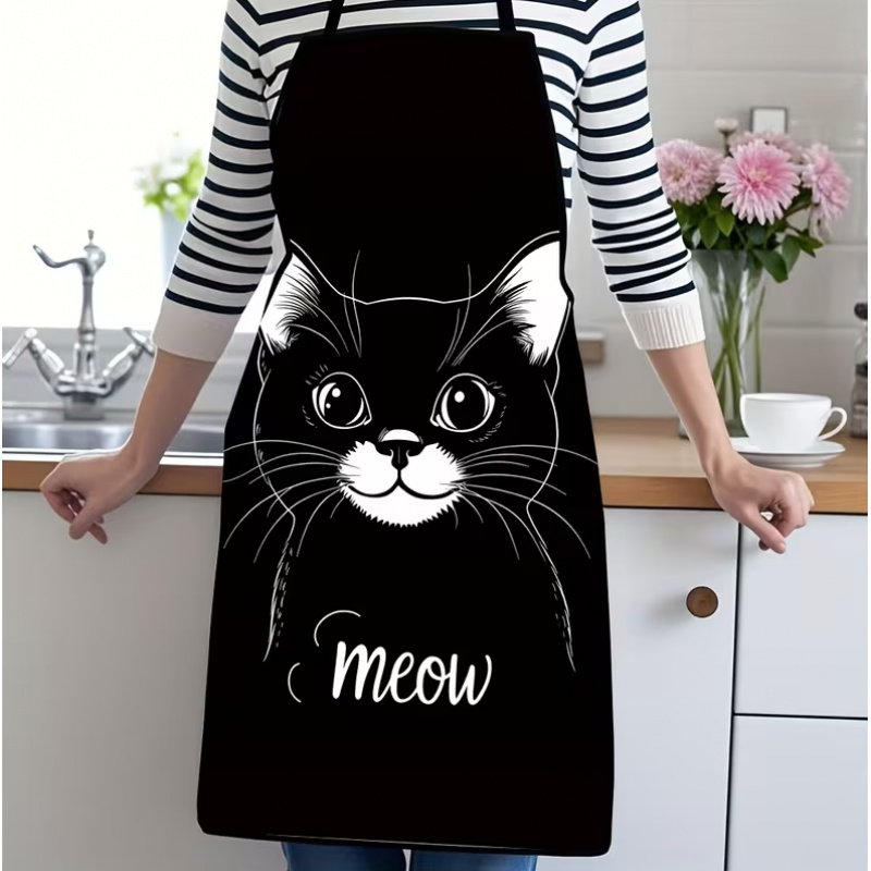 Cute Black Cat Print Apron, 1- - Home Cooking For Cats incelemesi ve fiyatı