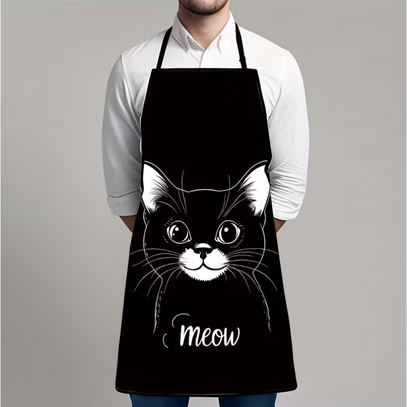 Cute Black Cat Print Apron, 1- - Home Cooking For Cats incelemesi ve fiyatı