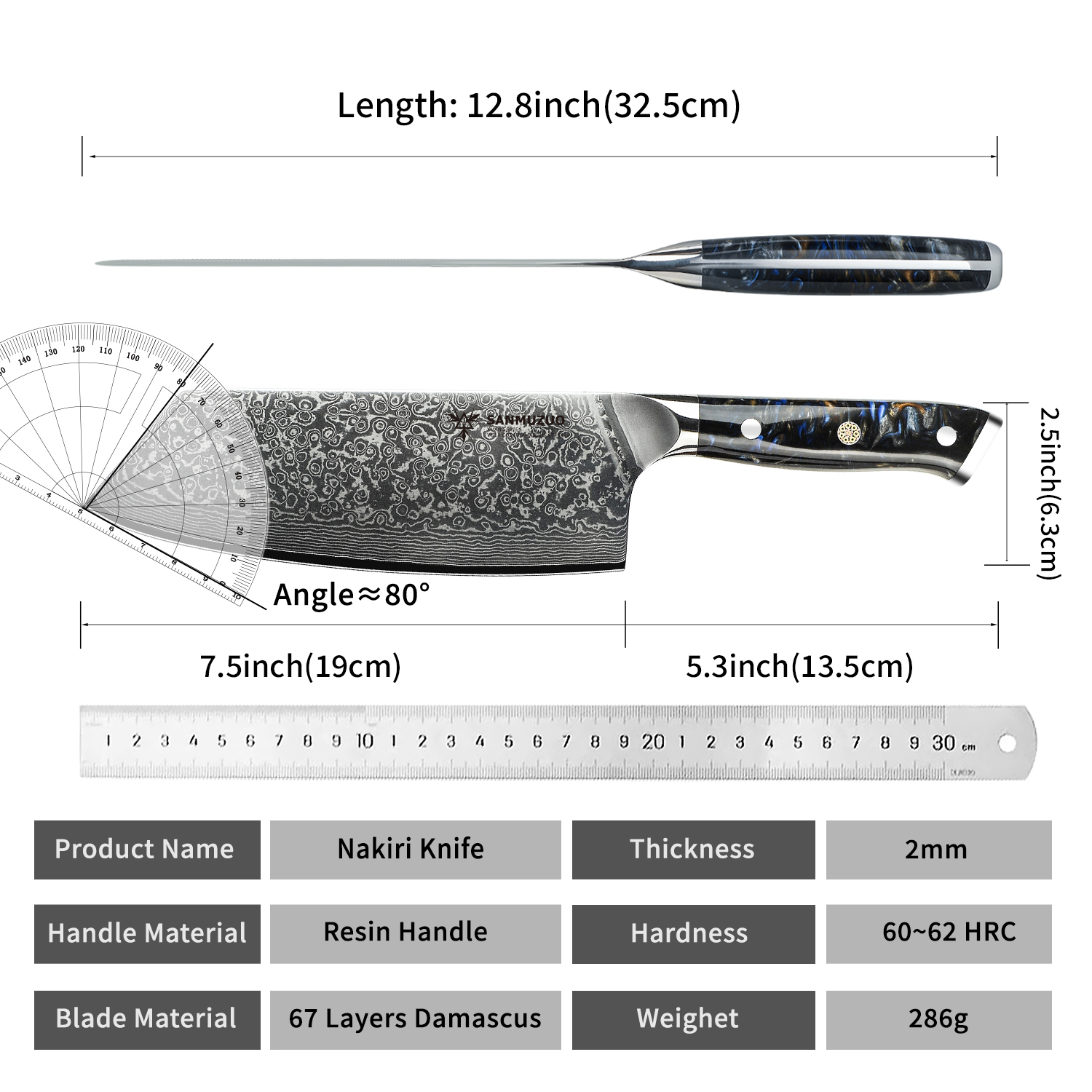 SANMUZUO 7.5 inch Nakiri Knife - Home Cooking Chef incelemesi ve fiyatı