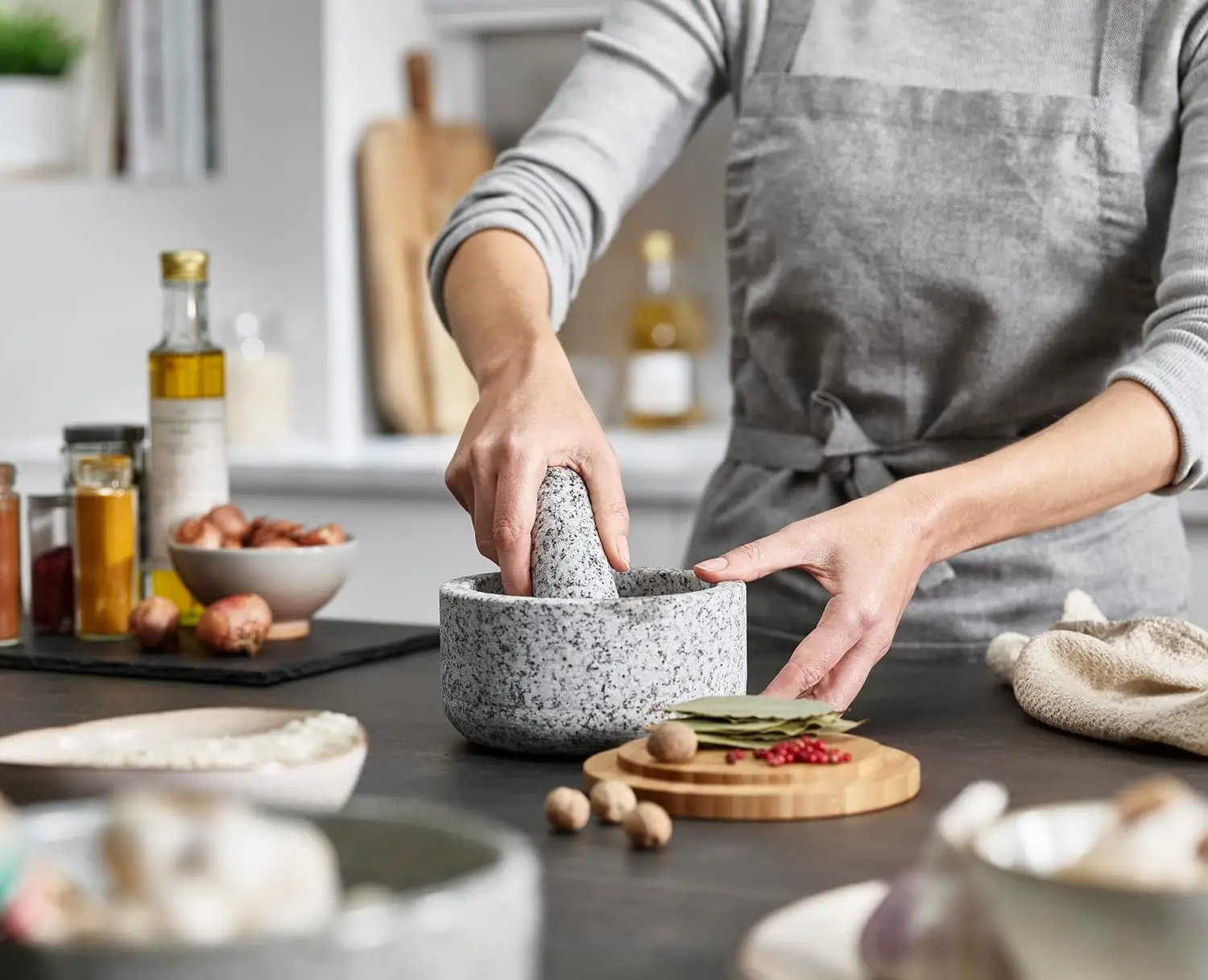 Bamboo cover granite pestle, s - Mortar Pestle Granite incelemesi ve fiyatı