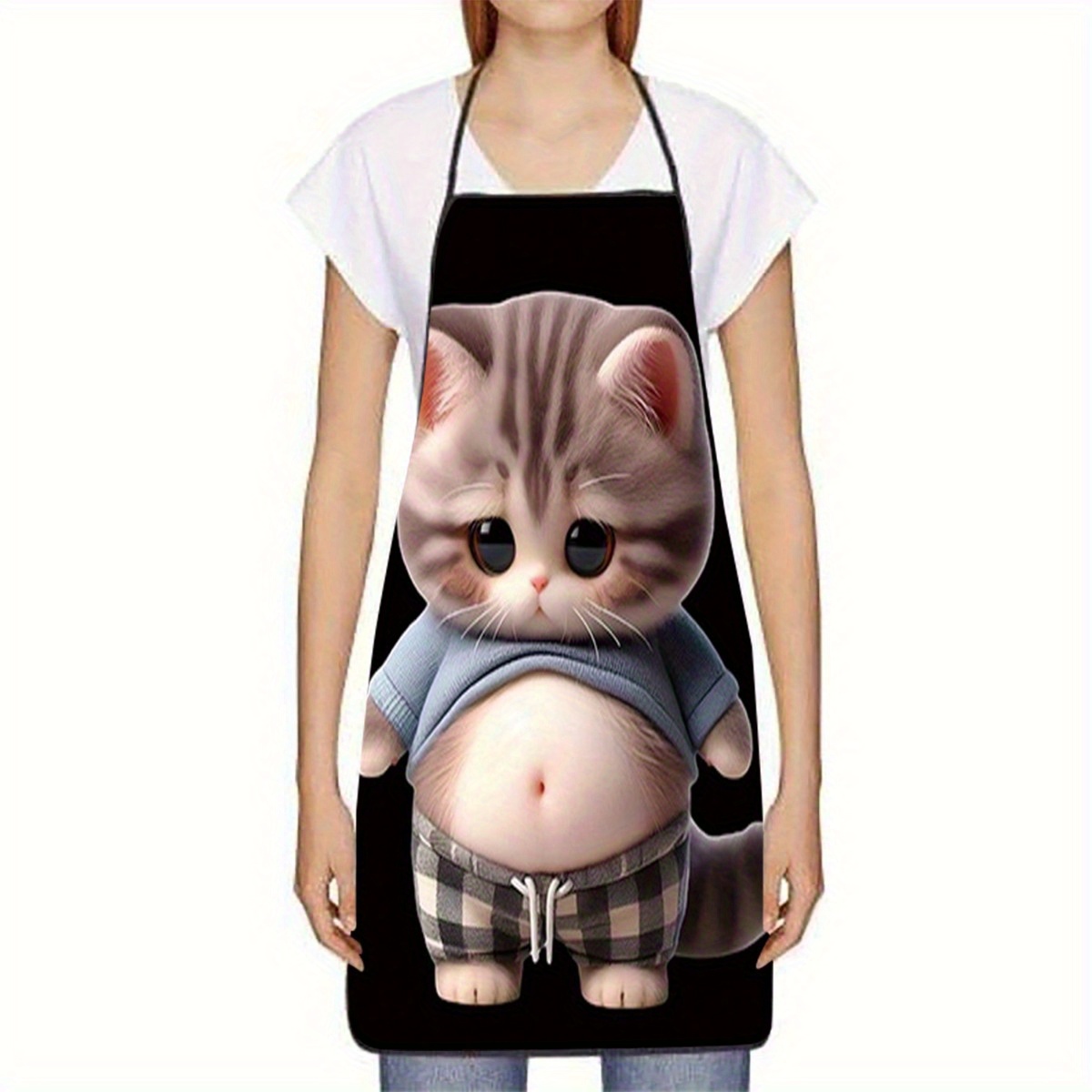 Cute Cartoon Cat Print Apron,  - Home Cooking For Cats incelemesi ve fiyatı