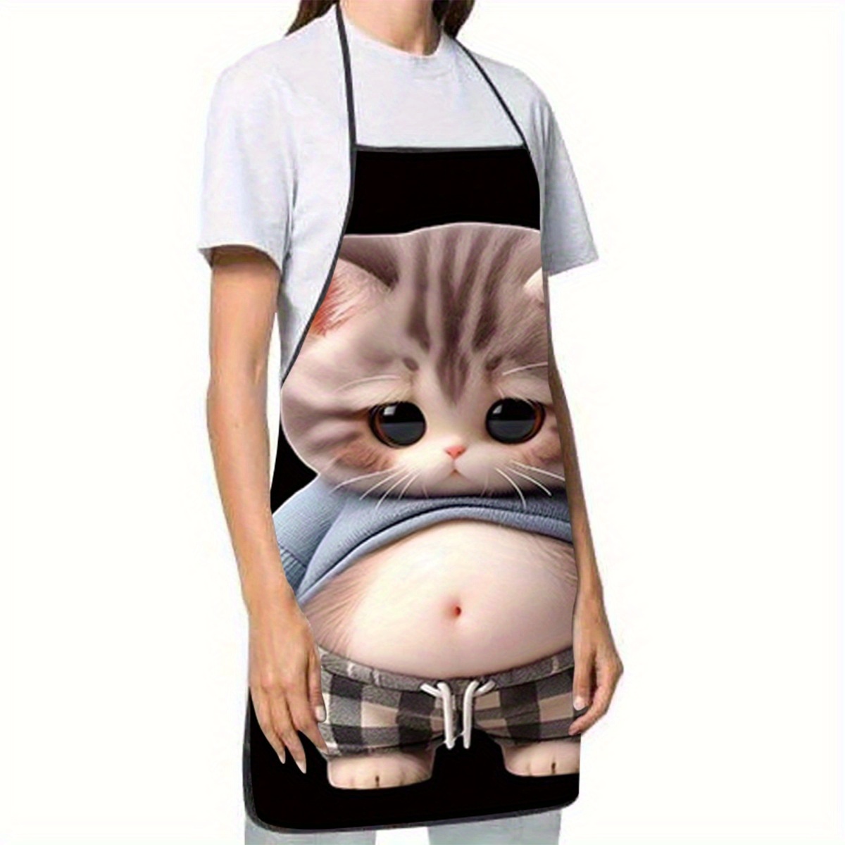 Cute Cartoon Cat Print Apron,  - Home Cooking For Cats incelemesi ve fiyatı