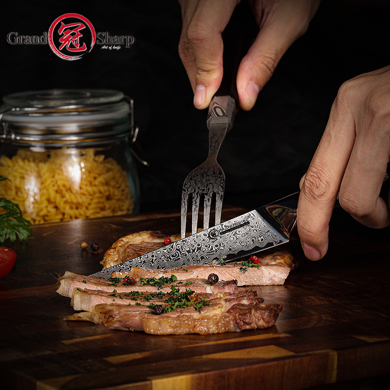 Grandsharp 4Pcs Damascus Steak - Home Cooking Japanese incelemesi ve fiyatı