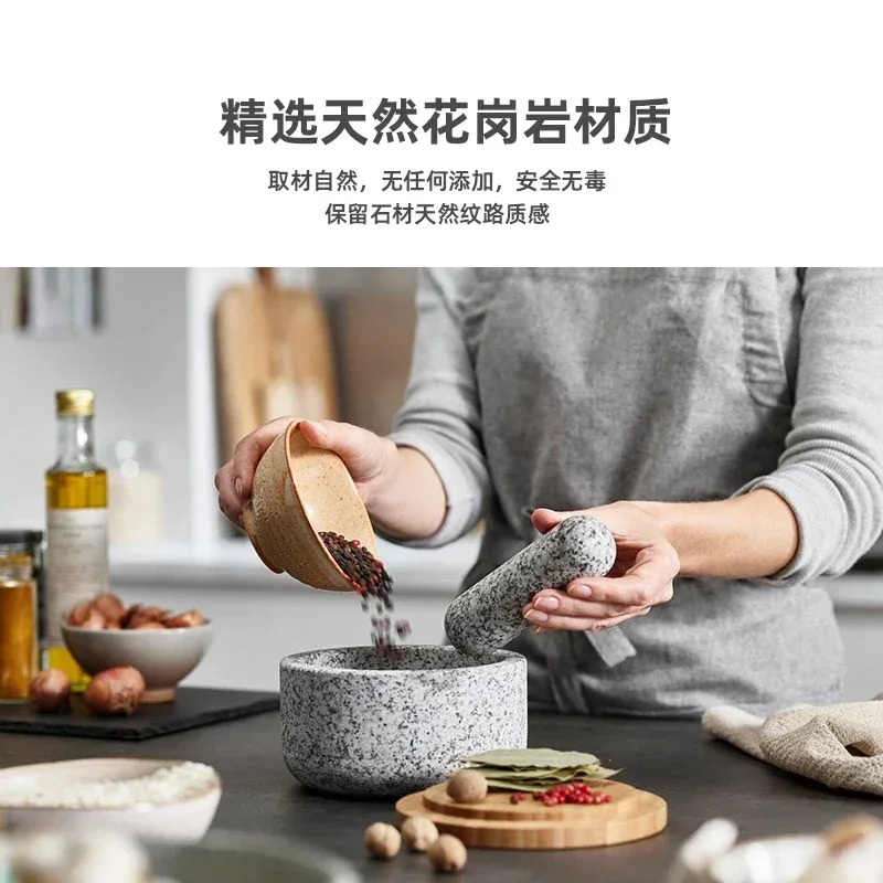 Garlic masher bamboo cover gra - Mortar Pestle Granite incelemesi ve fiyatı