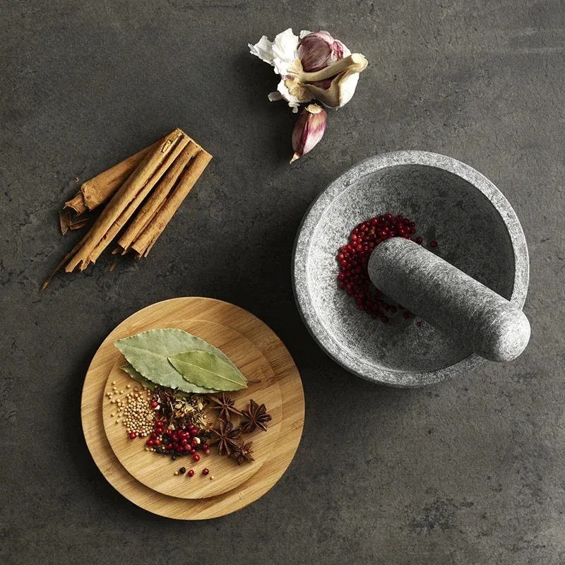 Garlic masher bamboo cover gra - Mortar Pestle Granite incelemesi ve fiyatı